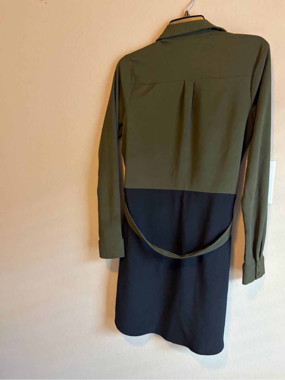 nine britton Olive and Black Two-Tone Shirt Midi Dress - Picture 2 of 4